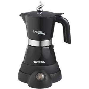 Ariete 1358 Moka Aroma, Moka per caffè, 400 W, 2/4 tazze, Base cordless, Nero