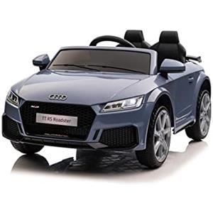 TOYSCAR Macchina Elettrica Per Bambini Audi TT RS Roadster Full Optional Auto Elettrica Per Bambini Telecomandata Sedile In Pelle Porte Apribili Doppio Motore Elettrico 12V TOYSCAR Grigio Blue