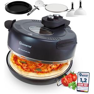 Sommertal PizzaProfi - Forno XXL Con Piastra in Pietra da 39 Cm, Elettrico, 3 Minuti, Fino a 380 °C, Set da 5 Pezzi Con Inserto per Padella, 2 Pale, Sarta