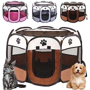 Piashow Box per cuccioli, pieghevole, per cani, cuccioli, in tessuto Oxford, impermeabile, per cani, conigli, porcellini d'India, gatti, per interni o esterni, blu e nero