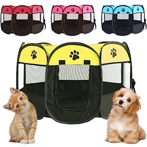 Piashow Recinto per Cani da Interno, Recinzione per Cuccioli 74x74x43cm Gabbia per Cani Recinto per Gatti da Interno, Box per Cucciolo Gattini Conigli (Giallo)