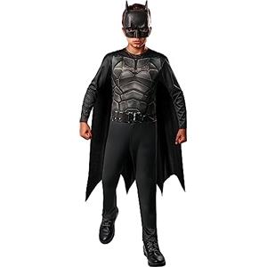 RUBIE'S DC Official THE BATMAN - Costume per bambini fIlm The Batman, taglia 5-7 anni, colore nero, tuta a maniche lunghe, mantello con velcro e maschera