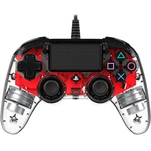 Nacon Compact Controller PS4 Ufficiale Sony PlayStation, Crystal Rosso