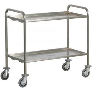 FORCAR Carrello di Servizio Inox 2 Piani - Portata 200 Kg, Dimensioni 92x67x98h cm