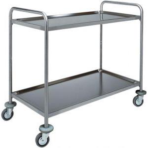 FORCAR CA1412 Carrello di servizio in acciaio inox 2 piani, portata 100 kg, dimensioni 100x70x94h cm