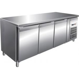FORCAR-FREDDO G-GN3100BT - Tavolo banco freezer ventilato 3 porte in inox AISI304, capacità 417 litri, temperatura -18/-22 °C