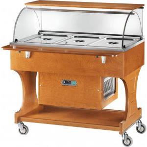 FORCAR Carrello Legno Refrigerato Buffet con Cupola Plexiglass, Refrigerazione 2° 10°C, Capacità 3 GN 1/1