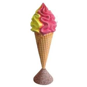 GelatoFacile EG004D Cono Gelato Tridimensionale Soft Bigusto - Resina, Base in Marmo, 140 cm di Altezza