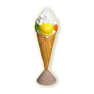 GelatoFacile EG002 - Cono Gelato Tridimensionale Alto 140 cm in Resina con Base Zavorra in Marmo