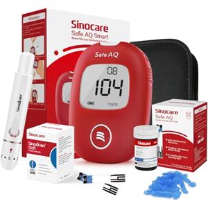 Sinocare Glucometro Misuratore Glicemia, Test di Diagnostica e Monitoraggio con Strisce Reattive e Lancette (Smart 25 Kit Nuovo)