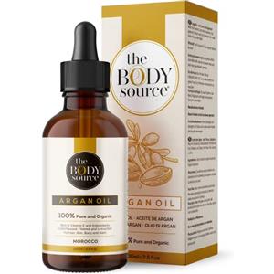 the body source Olio di Argan puro al 100% - Ricco di vitamina E e antiossidanti - Adatto per capelli, pelle, corpo e unghie.