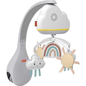 Fisher-Price-Giostrina Dolce Arcobaleno per Culla Fianco Letto, Unità Rilassante da Appoggio e Unità Sonora da Culla, Compatibile con le Culle, Giocattolo per Bambini 0+ Mesi, HBP40