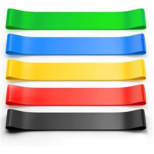 Unnderwiss elastici fitness （Set di 5）gel di silice elastico fitness Per il rafforzamento di gambe, fianchi e braccia, per il pilates e lo yoga - con 5 livelli di resistenza