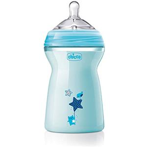 Chicco 00080837210000 Biberon Natural Feeling, 6m+, 330ml, Azzurro