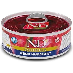 Farmina N&D Quinoa Weight Management - Alimento Umido per Gatti Adulti, 80g, con Agnello e Quinoa, Senza Grani