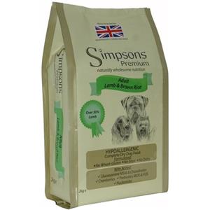 Simpsons Premium Crocchette per Cani Adulto Agnello e Riso Integrale - 2 kg, Ipoallergenico e Naturale