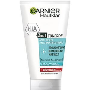 Garnier Delicato sulla pelle 3 in 1 pulizia viso per pelli impure, pulizia, peeling e maschera, con acido salicilico e argilla, 1 x 150 ml