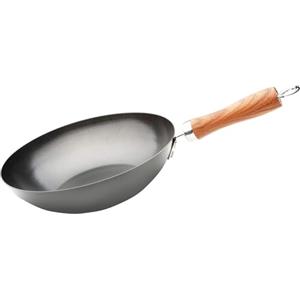 WECOOK! Carbono Wok Induzione 20 cm, Antiaderente Titanio QUANTANIUM Ecologico 3 Strati PFOA-Free, Acciaio al Carbonio, Manico in Simil Legno, Vitroceramica, Gas, Lavastoviglie