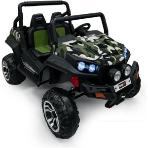 Tecnobike Shop Jeep Polar 24V Elettrica per Bambini 2 Posti con Radiocomando, Luci, Suoni, MP3, USB, SD-Card e Bluetooth - Camouflage