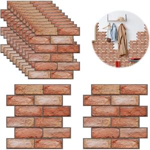 Choonjin 10 pezzi Adesivi Murali 3D, Carta da Parati Muro 3D Autoadesiva Mattoni, Decorazioni da Parete, Pannelli Parete Mattoni Pannello Mattone Decorativi 3D per Parete Adesivi Wallpaper (10 pezzi)