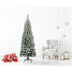 FLORA Albero di Natale Silvestre Floccato 180 cm - Effetto Neve Realistico