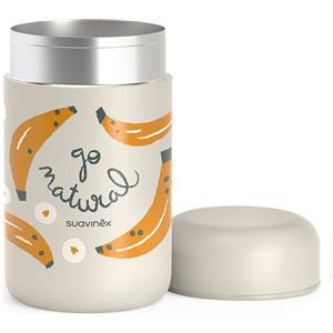 Suavinex Thermos Portapappa Go Natural 400 ml - Acciaio Inossidabile, Chiusura Ermetica, Design Banana