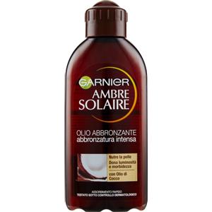Garnier Ambre Solaire Olio Abbronzante Intenso 200 ml - Nutre e Dona Luminosità con Olio di Cocco, Ideale per Pelli Scure