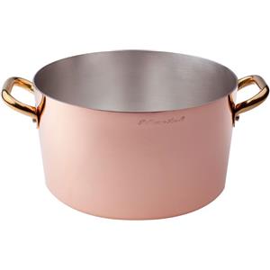 Pentole Agnelli Casseruola Alta in Rame Stagnato a Mano con Maniglie in Ottone - 28 cm