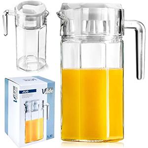 VILDE Caraffa in vetro con coperchio e beccuccio, 1,5 litri, caraffa in vetro con coperchio, brocca per acqua, caraffa, tè, caraffa, caraffa, caraffa in vetro