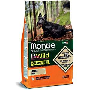 MONGE CANE CROCCHETTA BWILD GRAIN FREE MINI ADULTO ANATRA E PATATE 2,5 KG