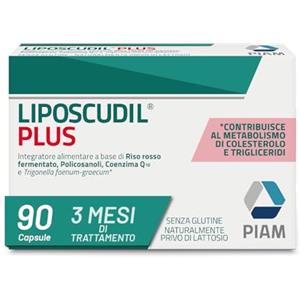 PIAM Liposcudil Plus - Integratore Alimentare Trigliceridi - 90 capsule - Confezione 3x30 - Formula a base di Trigonella foenum graecum, Policosanoli, Coenzima Q10 e Riso Rosso Fermentato