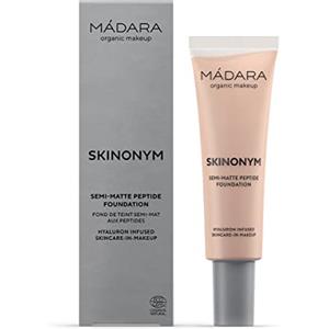 MÁDARA Organic Skincare | SKINONYM Semi-Matte Peptide Foundation, #30 ROSE IVORY, 30ml - Rafforzato da peptidi che sostengono il collagene, Si adatta alla struttura della pelle