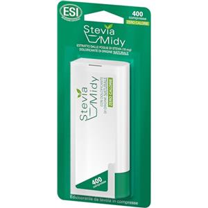 ESI - Stevia Midy, Dolcificante Zero Calorie di Origine Naturale, a Base di Glicosidi Steviolici, Sostituisce lo Zucchero nella Dolcificazione delle Bevande, Senza Glutine e Vegano, 400 Compresse