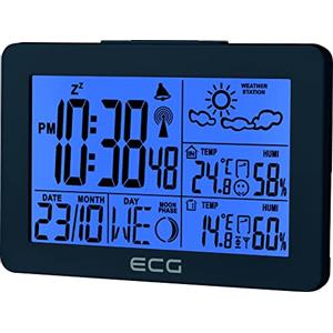 ECG Stazione meteo MS 200 con sensore radio fino a 30 metri di distanza, termometro, igrometro, previsioni meteo per le prossime 24 ore in 4 modalità, ora, sveglia, grigio