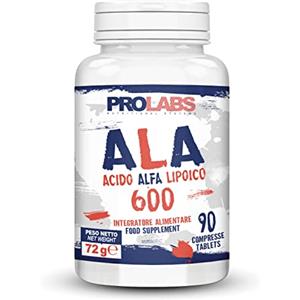 Prolabs ALA 600-90 compresse da 600 mg di Acido Alfa Lipoico ad alto dosaggio - Azione antiossidante e neuroprotettiva - Controllo del livello di zuccheri nel sangue - Vegan