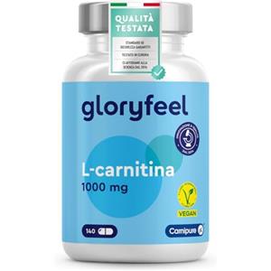 Gloryfeel L-Carnitina Integratore, 2.000mg Carnitina Capsule con Premium Carnipure®, Integratore Sportivo con Tartrato di Carnitina, Energia e Recupero Muscolare, 140 Capsule, 100% Vegan