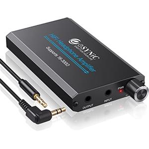 eSynic HiFi Amplificatore per Cuffie 16-300Ω Portatile Amplifier per Auricolari in Lega per MP3 Lettori Smartphone Laptop con USB Cavo di Alimentazione 1.2M
