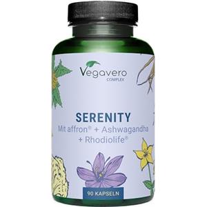 Vegavero Integratore BUON UMORE con Rhodiola, Ashwagandha, Iperico, Triptofano, Zafferano + Vitamine B | contro Stanchezza Fisica e Mentale, Stress e Ansia | Vegan e Senza Additivi | 90 capsule