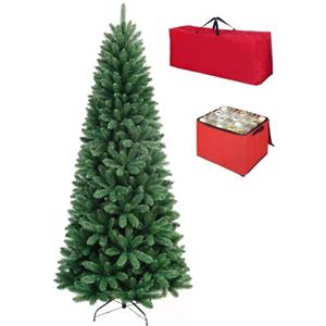 Totò Piccinni Albero di Natale Artificiale NOEL, Folto, Effetto Realistico, Rami a Gancio, Facile Montaggio, PVC, Ignifugo con Borsone (240 cm, Slim Verde)