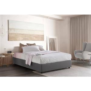 Talamo Italia Letto Matrimoniale Grace, Letto Contenitore con Rivestimento in Tessuto, 100% Made in Italy, Apertura Frontale, con Materasso Cm 160x200 Incluso, Grigio