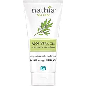 Nathia Igis Tea Tree Oil Aloe Vera Gel, 150 ml. Trattamento per la pelle con gel Aloe Vera biologico e puro al 100%, Tea Tree Oil e Fico d'India. Idrata e dona sollievo alla pelle.