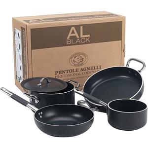 Agnelli Batteria di Pentole Agnelli AlBlack 2 Persone in alluminio antiaderente con coperchio