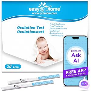 Easy@Home Test di Ovulazione: 20 x Test Fertilità Donna 25 miu/ml - Aumenta le tue Possibilità di Rimanere Incinta - Alimentata da gratuita Italiana APP Premom (20LH Test)