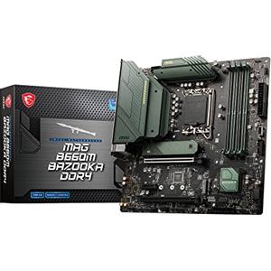 MSI MAG B660M BAZOOKA DDR4, Scheda Madre Micro-ATX - Supporta i processori Intel 12th Gen Core, LGA 1700 - DDR4 Memory Boost 4800+MHz/OC, PCIe 4.0 x16 Slot, 2 x M.2 Gen4 Slot, 2.5G LAN
