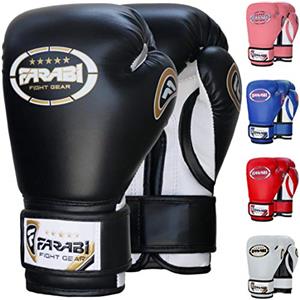 Farabi Sports guanti da boxe per bambini 4 oz 6 oz 8 oz guantoni boxe bambino MMA Muay Thai guantoni kick boxing bambino guantoni da sacco (8-oz, Black)