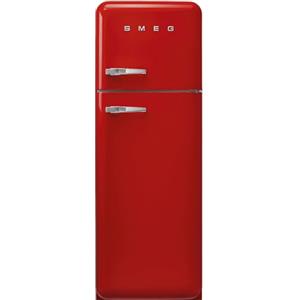 Smeg, Frigorifero Doppiaporta FAB30RRD5 a Libera Installazione, Cerniera a Destra, Frigorifero Ventilato e Freezer Statico, Design Bombato 50's Style, Rosso