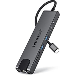 Lemorele Hub USB C Ethernet 1000M -7 in 1, Alluminio Adattatore USB C Hub con HDMI 4K, PD 100W Ricarica, 2 USB 3.0, SD/TF, Gigabit Rj45 Lan Docking Station per MacBook Air Pro Windows Linux Laptop