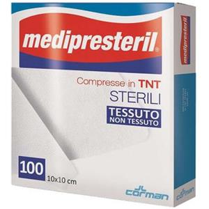 CORMAN SpA Garza Compressa Medipresteril TNT 10x10cm - Confezione da 100 Pezzi, Sterili e Ideali per Medicazioni