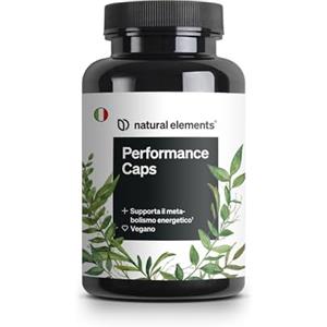 natural elements Performance Caps - 120 capsule di caffeina con tè verde, guarana e chicchi verdi di caffè - vitamine B - vegane, alto dosaggio, senza additivi - prodotto e testato in laboratorio in Germania