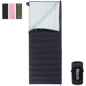 QEZER Sacco a pelo in piuma, leggero Sacco a Pelo per campeggio, trekking e attività all'aperto, con compressione libera 3~4 stagioni (Rosso)